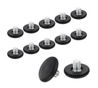 sourcing map 12 piedini per mobili con filettatura M8, 25 x 9 mm, regolabili, livellamento a vite per gambe di sedie, sgabelli, colore nero