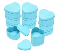 sourcing map 12 scatole in metallo a forma di cuore, barattoli vuoti per caramelle con coperchio, contenitori per bomboniere per San Valentino, candele, matrimoni, feste, biscotti, regali, blu (7,5 x
