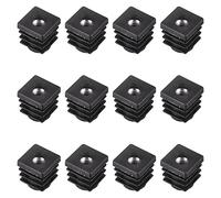 sourcing map 12 tappi quadrati in plastica nera per tubo quadrato OD da 1,5 x 1,5 cm, tappi per gambe per mobili con filettatura M6