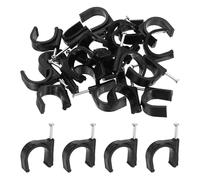 sourcing map 120 clip per cavi con chiodo 22 mm ID circolare singolo mezzo morsetto a J con clip per cavi a parete per puntine Ethernet coassiale Pex tubo di supporto, nero