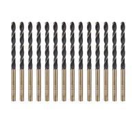 sourcing map 14 punte elicoidali per trapano con codolo ridotto, diametro 4 mm, gambo da 4 mm, in acciaio ad alta velocità, M2, finitura in ossido nero e oro, per forare metalli duri, acciaio
