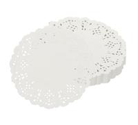 sourcing map 140 centrini di carta, centrini rotondi in pizzo da 13,5 cm, tovagliette di carta usa e getta, per matrimoni, Natale, decorazioni per la tavola, colore: bianco