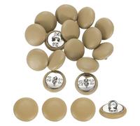 sourcing map 15 bottoni rivestiti in pelle, 15 mm, 24 l, rotondi con gambo in metallo, da cucire, per vestiti, cappotti, cappelli, decorazioni per divano, fai da te, colore: cachi