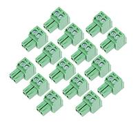 sourcing map - 15 connettori AC 300 V 8 A 3,5 mm passo 2P angolo piatto ago sede plug-in PCB Morsettiera connettore verde