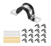 sourcing map 15 morsetti per cinghie per tubi, 16 mm, in gomma, ammortizzati in gomma, staffa a U in acciaio inossidabile 304, supporto per tubi dell'acqua e HVAC