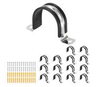 sourcing map 15 morsetti per cinghie per tubi, 48 mm, in gomma, ammortizzati in gomma, staffa a U in acciaio inossidabile 304, supporto per tubi dell'acqua e HVAC