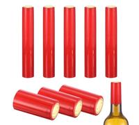 sourcing map 150 capsule termorestringenti in PVC, 1,2 x 2,4 capsule per bottiglie di vino termoretraibili tappi per bottiglie di vino cantine e cucina di casa, oro/rosso brillante