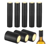 sourcing map 150 capsule termorestringenti in PVC, 1,3 x 1,8 capsule per bottiglie di vino, tappi termorestringenti per bottiglie di vino, cantine e cucina di casa, oro/nero