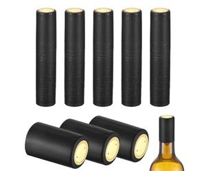 sourcing map 150 capsule termorestringenti in PVC, 1,3 x 2 capsule per bottiglie di vino, tappi termorestringenti per bottiglie di vino, cantine e cucina domestica, oro/nero