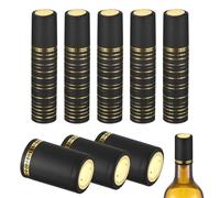 sourcing map 150 capsule termorestringenti in PVC, 1,3 x 2 capsule per bottiglie di vino termoretraibili per bottiglie di vino, tappi in sughero per cantine e cucina domestica, lamina dorata/nera