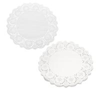 sourcing map 150 centrini di carta in pizzo da 34 cm, rotondi, usa e getta, usa e getta, carta assorbente, motivo floreale, per torte, dessert, decorazione alimentare, matrimonio, compleanno