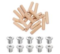 sourcing map 150 perni in legno da 3/8 "x 1-9/16", perno dritto scanalato in legno duro con 10 tasselli cavi solidi set di spine di trasferimento centrali per mobili lavorazione del legno, progetti