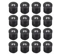 sourcing map 16 inserti per tubi rotondi con filettatura M6, per tubo rotondo ID da 15 mm, tappo rotondo in plastica nera con inserto per sedie e tappi per gambe per mobili