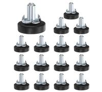 sourcing map 16 piedini regolabili per mobili da 1/4"-16, 17 mm, piedini regolabili per mobili con dadi, gambe filettate di livellamento a vite sul piede della sedia, livellamento per tavolo e sedia