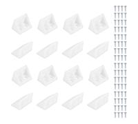 sourcing map 16 pioli di supporto in plastica per mensole, staffe ad angolo retto, 3,2 x 1,9 x 1,9 cm, a forma di L, con viti, per mensole e mobili con telaio in legno