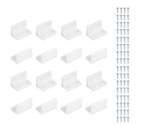 sourcing map 16 pioli di supporto in plastica per mensole, staffe ad angolo retto, 3,9 x 2,3 x 2,3 cm, a forma di L, con viti, per mensole e mobili con telaio in legno