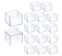 sourcing map 16 protezioni in silicone per gambe delle sedie, 3,0 x 3,2 cm, antiscivolo, quadrate, per mobili e pavimenti in legno, riducono rumore e graffi, trasparenti