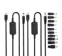 sourcing map 2 adattatori da USB C a DC PD con 10 punte di connettore, 1,18 m, 5 V, 9 V, 12 V, 15 V, 20 V, cavo di alimentazione da tipo C a CC, convertitore caricabatterie per router, laptop
