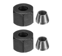 sourcing map 2 adattatori per pinza da 6,35 mm in acciaio al carbonio per fresatrice e fresa con dadi M14, codolo per fresa, mandrino di conversione per lavorazione del legno, incisione CNC, nero