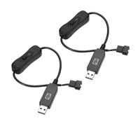 sourcing map 2 adattatori per ventola USB step-up da 12 V, ingresso 5 V, uscita 5-12 V CC, con interruttore on/off, cavo adattatore PWM a USB, 30 cm, per ventole di raffreddamento PC a 3 pin/4 pin