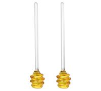 sourcing map 2 aste per mescolare il miele in vetro, 17,8 cm, design a spirale, antigoccia, per uso domestico, per marmellate, sciroppo, giallo dorato