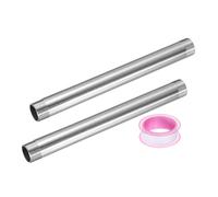 sourcing map 2 bracci di estensione per soffione doccia, lunghezza 300 mm, in acciaio inox, estensori dritti, con nastro in PTFE, per bagno, tonalità argento