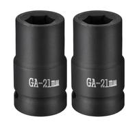 sourcing map 2 bussole a 6 punti da 2,5 cm, 21 mm, metriche a bussola in acciaio CR-V per asse mandrino esagonale, per riparazione di dadi e bulloni, albero della macchina, nero