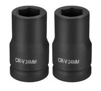 sourcing map 2 bussole a 6 punti da 2,5 cm, 24 mm, bussole metriche in acciaio CR-V per asse mandrino esagonale, per riparazione di dadi e bulloni, albero della macchina, nero