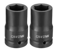 sourcing map 2 bussole a 6 punti da 2,5 cm, 27 mm, bussole metriche in acciaio CR-V per asse mandrino esagonale, per riparazione di dadi e bulloni, albero della macchina, nero