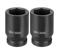 sourcing map 2 bussole a 6 punti da 2,5 cm, 36 mm, bussole metriche in acciaio CR-V per asse mandrino esagonale, per riparazione di dadi e bulloni, albero della macchina, nero