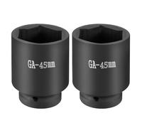 sourcing map 2 bussole a 6 punti da 2,5 cm, 45 mm, bussole metriche in acciaio CR-V per asse mandrino esagonale, per riparazione di dadi e bulloni, albero della macchina, nero