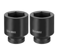 sourcing map 2 bussole a 6 punti da 2,5 cm, 46 mm, metriche a bussola in acciaio CR-V per asse mandrino esagonale, per riparazione di dadi e bulloni, albero della macchina, nero