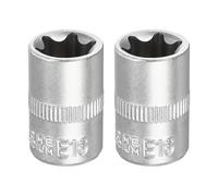 sourcing map 2 bussole E-Torx, attacco da 3/8", attacco E16, lunghezza 3 cm, manicotto esterno Torx poco profondo, in acciaio legato 35 K cromato, manicotto scanalato a 6 punti per riparazioni auto