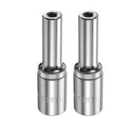 sourcing map 2 bussole E-Torx da 1/2", attacco E8 femmina, lunghezza 7,9 cm, manicotto esterno Torx profondo, cromatura, manicotto scanalato a 6 punti, per riparazioni auto, manutenzione domestica