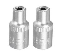 sourcing map 2 bussole E-Torx da 1/4", attacco E4 a stella, 2,5 cm, lunghezza 2,5 cm, manicotto esterno Torx poco profondo, in acciaio legato 35 K cromato, manicotto scanalato a 6 punti per