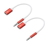 sourcing map 2 cavi audio TRS da 3,5 mm maschio a tipo C femmina, adattatore convertitore per auricolari, adattatore da USB a jack per cuffie, per lettori MP3, lettori CD, laptop, smartphone, rosso