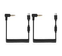 sourcing map 2 cavi di sincronizzazione flash da 3 mm a maschio, da spina a maschio, cavo di sincronizzazione flash con cavo a spirale e chiusura a vite, 2,5 mm (3P) a micro (5P), adatto per