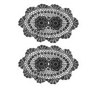 sourcing map 2 centrini fatti a mano all'uncinetto, 40,6 x 25,4 cm, in cotone e poliestere, tovagliette ovali all'uncinetto, per tavolo da pranzo, cucina, feste, colore nero