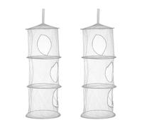 sourcing map 2 cestini portaoggetti in rete da appendere, 28 cm, organizer pieghevole con 3 scomparti, sacchetti salvaspazio per stanza, bagno, balcone, armadio, calzini, biancheria intima per bambole