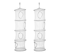 sourcing map 2 cestini portaoggetti in rete da appendere, 28 cm, organizer pieghevole con 4 scomparti, sacchetti salvaspazio per stanza, bagno, balcone, armadio, calzini, biancheria intima per bambole