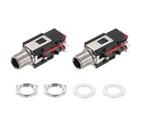 sourcing map 2 connettori jack audio stereo da 6,35 mm, 50 V a 3 pin femmina per montaggio su PCB, connettori video con dadi e distanziatori per cuffie, altoparlanti, audio auto, 36 x 17 x 13 mm