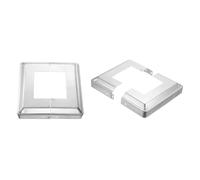 sourcing map 2 coperture per base per palo, 20 x 20 cm (dimensioni interne 10 x 10 cm), gonna in metallo a spacco per colonna, copertura per colonna, ringhiere per cavi, ringhiere per scale, argento