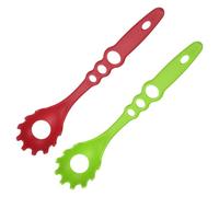 sourcing map 2 cucchiai per pasta con denti, in nylon, antiaderenti, resistenti al calore, con fori di misurazione per pasta, per cucina, cucina, ristorante, rosso/verde
