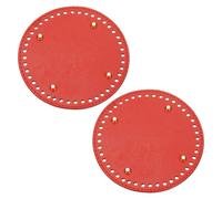 sourcing map 2 fondelli per borse all'uncinetto, diametro 15 cm, fondo rotondo in pelle, con fori, per borse fai da te, colore: rosso