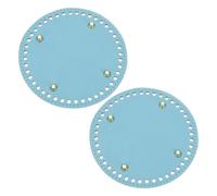 sourcing map 2 fondelli per borse all'uncinetto, diametro 15 cm, fondo rotondo in pelle, con fori, per borse fai da te, blu