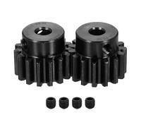 sourcing map 2 ingranaggi cilindrici 1,5 Mod 15T foro 6,35 mm, pignone in acciaio 1045, trattamento superficiale nero, angolo di pressione di 20°, per cremagliera speroni e modellini RC auto o motore