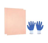 sourcing map 2 lastre di rame puro al 99,9%, piastre in rame da 30 x 30 x 0,5 mm, con guanti per lavori fai da te, riparazioni di gioielli, industria e circuiti elettrici