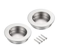 sourcing map 2 maniglie rotonde da incasso in acciaio inox da 50 mm, per porte scorrevoli con viti, design rotondo incorporato per porte scorrevoli di fienile, porte bypass per armadio e cassetti