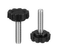 sourcing map 2 maniglie zigrinate M6 x 25 mm (passo 1 mm), filettatura maschio, metriche in acciaio al carbonio, viti di serraggio a mano, bulloni filettati per maschere per la lavorazione del legno