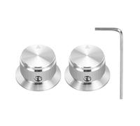 sourcing map 2 manopole in alluminio per potenziometro da 1/4", controllo del tono del volume, con chiave esagonale di tipo L, per strumenti di chitarra, mixer audio, amplificatore, argento